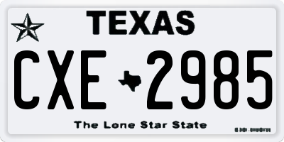 TX license plate CXE2985
