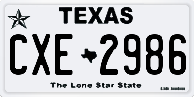 TX license plate CXE2986