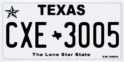 TX license plate CXE3005