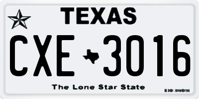 TX license plate CXE3016