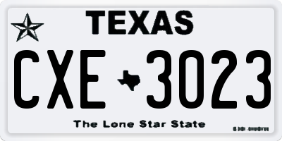 TX license plate CXE3023