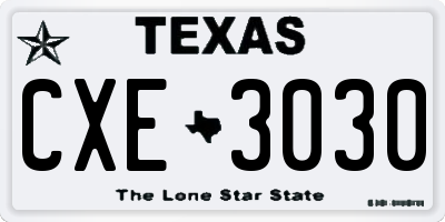TX license plate CXE3030