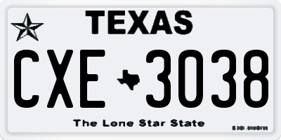TX license plate CXE3038