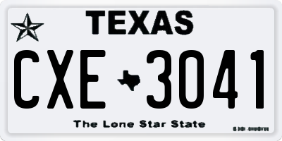 TX license plate CXE3041
