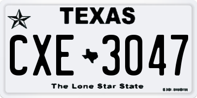 TX license plate CXE3047