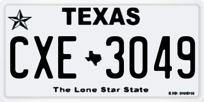 TX license plate CXE3049