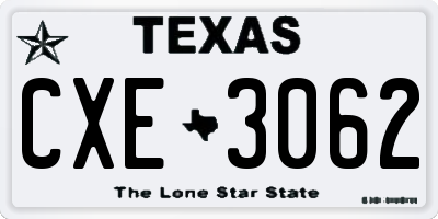 TX license plate CXE3062