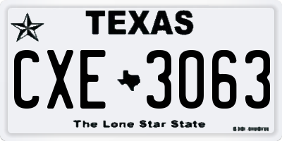 TX license plate CXE3063
