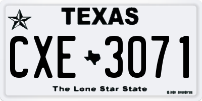 TX license plate CXE3071