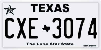 TX license plate CXE3074