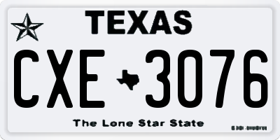 TX license plate CXE3076