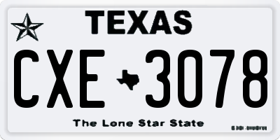 TX license plate CXE3078