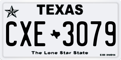 TX license plate CXE3079