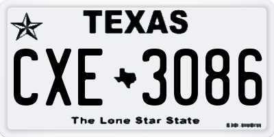 TX license plate CXE3086