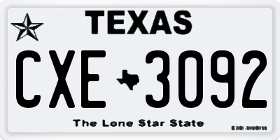 TX license plate CXE3092