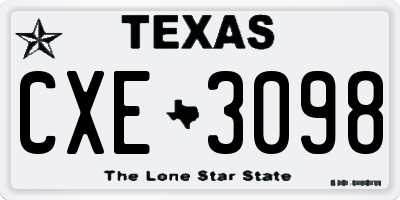 TX license plate CXE3098