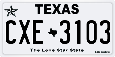 TX license plate CXE3103