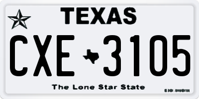 TX license plate CXE3105
