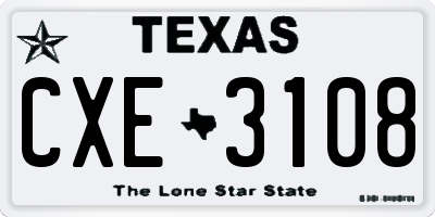 TX license plate CXE3108