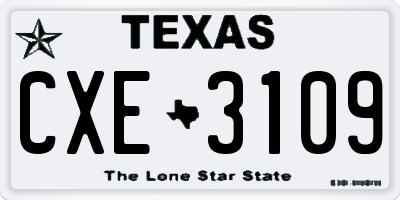 TX license plate CXE3109