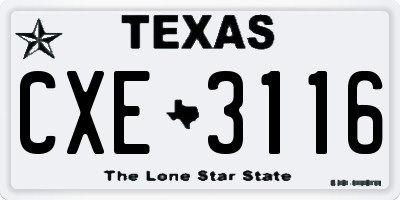 TX license plate CXE3116