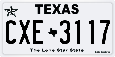 TX license plate CXE3117