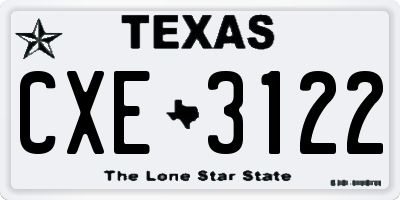 TX license plate CXE3122