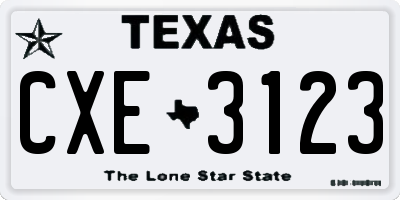 TX license plate CXE3123