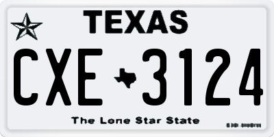 TX license plate CXE3124