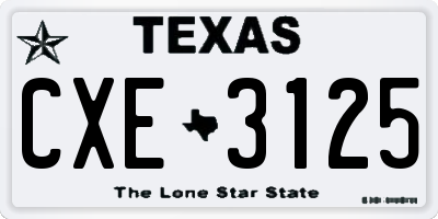 TX license plate CXE3125