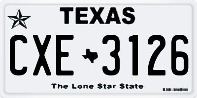 TX license plate CXE3126