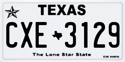 TX license plate CXE3129