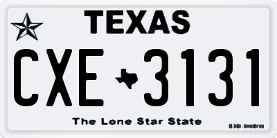 TX license plate CXE3131