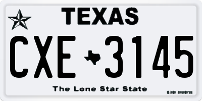 TX license plate CXE3145