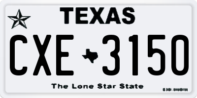 TX license plate CXE3150