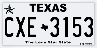 TX license plate CXE3153