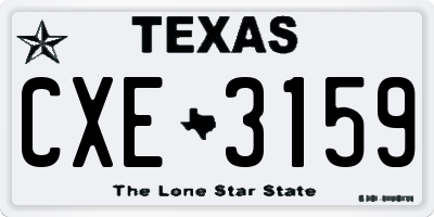 TX license plate CXE3159