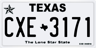TX license plate CXE3171