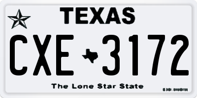 TX license plate CXE3172