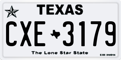 TX license plate CXE3179