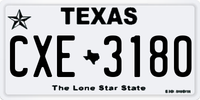 TX license plate CXE3180