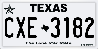 TX license plate CXE3182