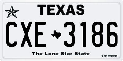 TX license plate CXE3186