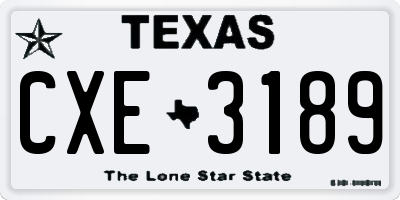 TX license plate CXE3189