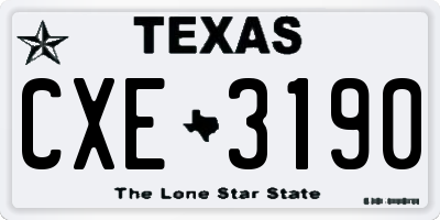 TX license plate CXE3190
