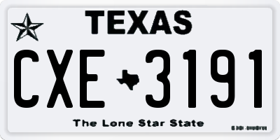 TX license plate CXE3191