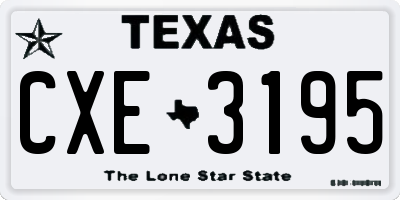 TX license plate CXE3195