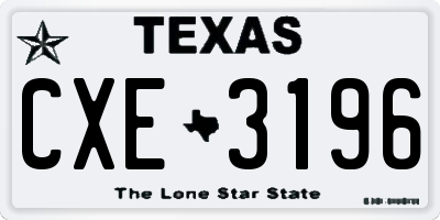 TX license plate CXE3196
