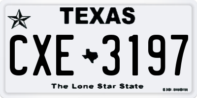 TX license plate CXE3197