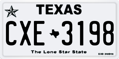 TX license plate CXE3198